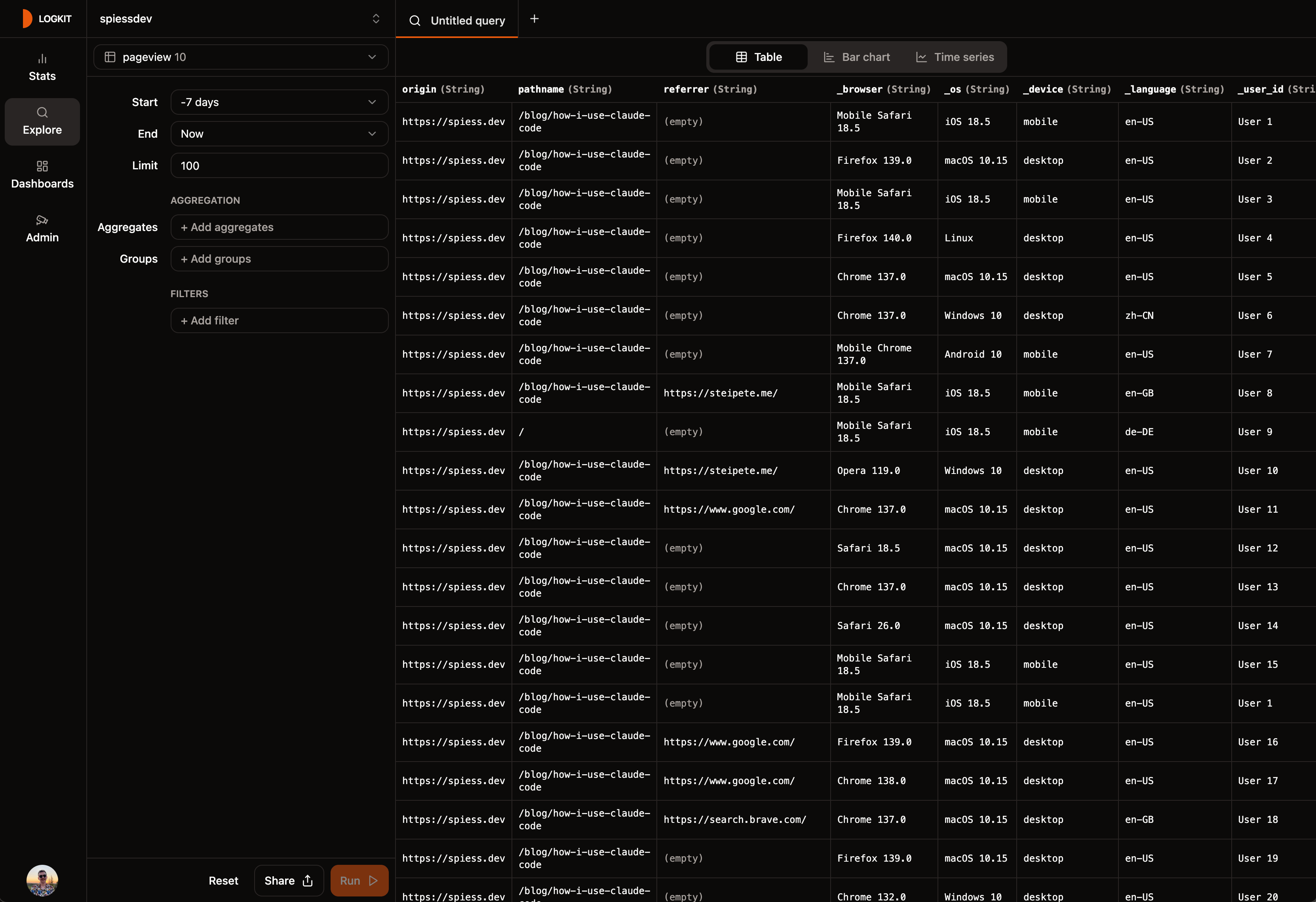Logkit screenshot